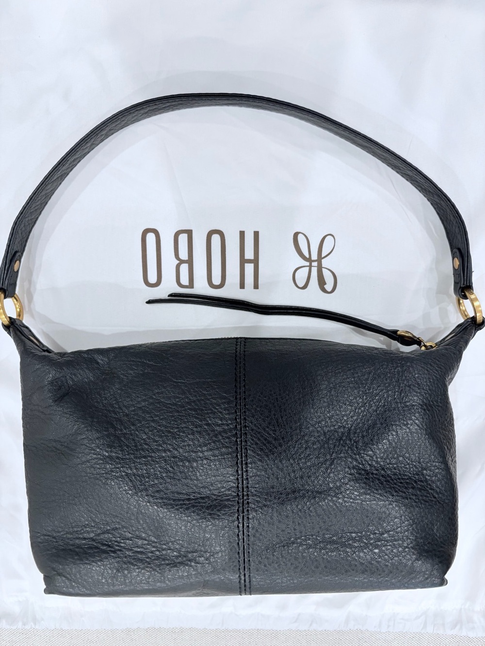 HOBO Black Pebbled Leather Hobo Shoulder Bag